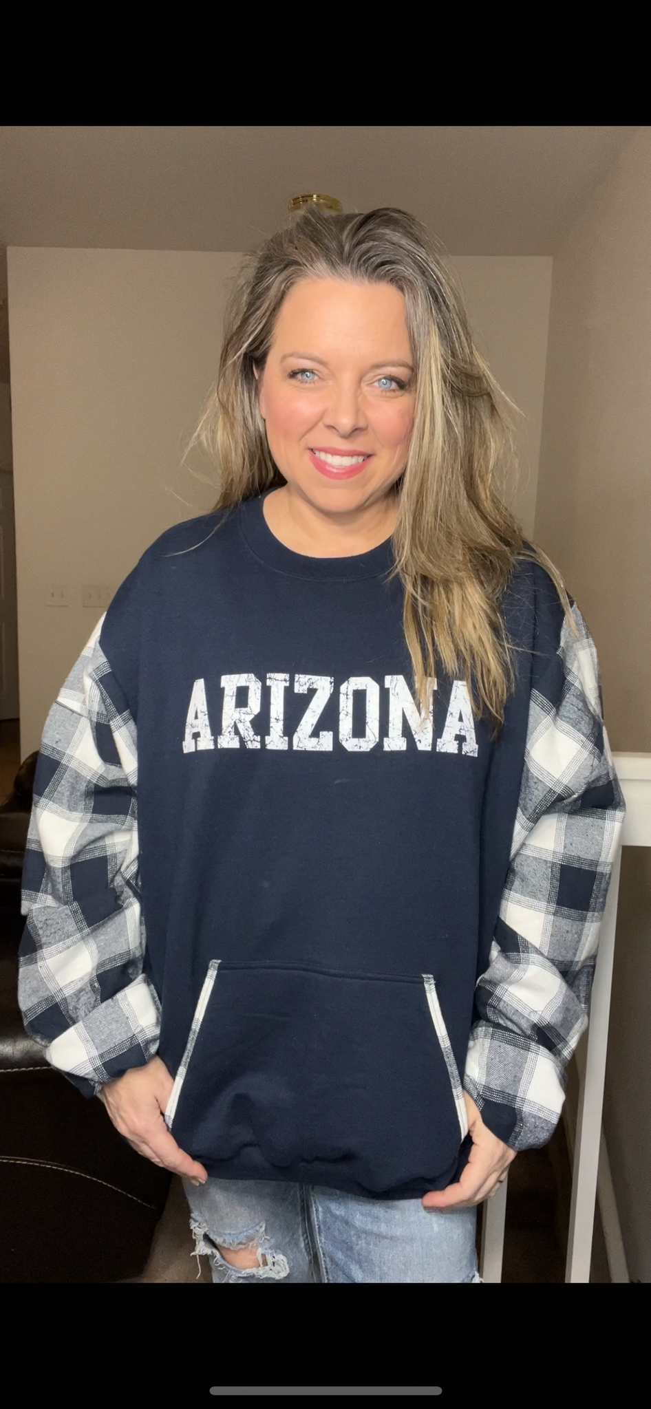 Upcycled Arizona – women’s 4X – midweight sweatshirt with flannel sleeves