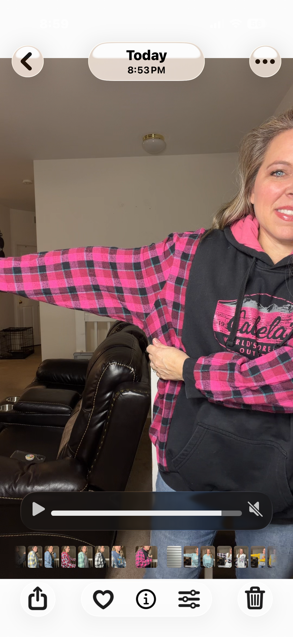 Upcycled Cabelas - women's 1X midweight sweatshirt with flannel sleeves