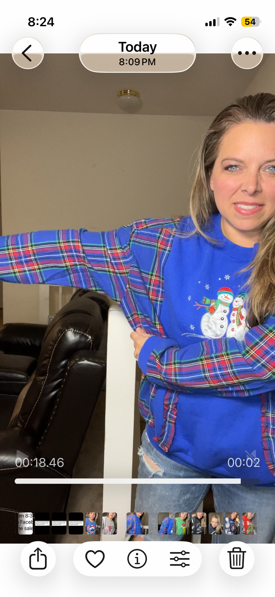 Upcycled Snowman blue – women’s medium/large midweight sweatshirt with flannel sleeves