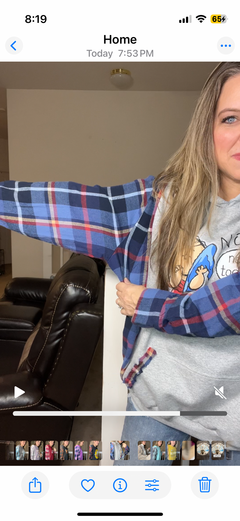 Upcycled Linus – women’s 3X midweight sweatshirt with flannel sleeves