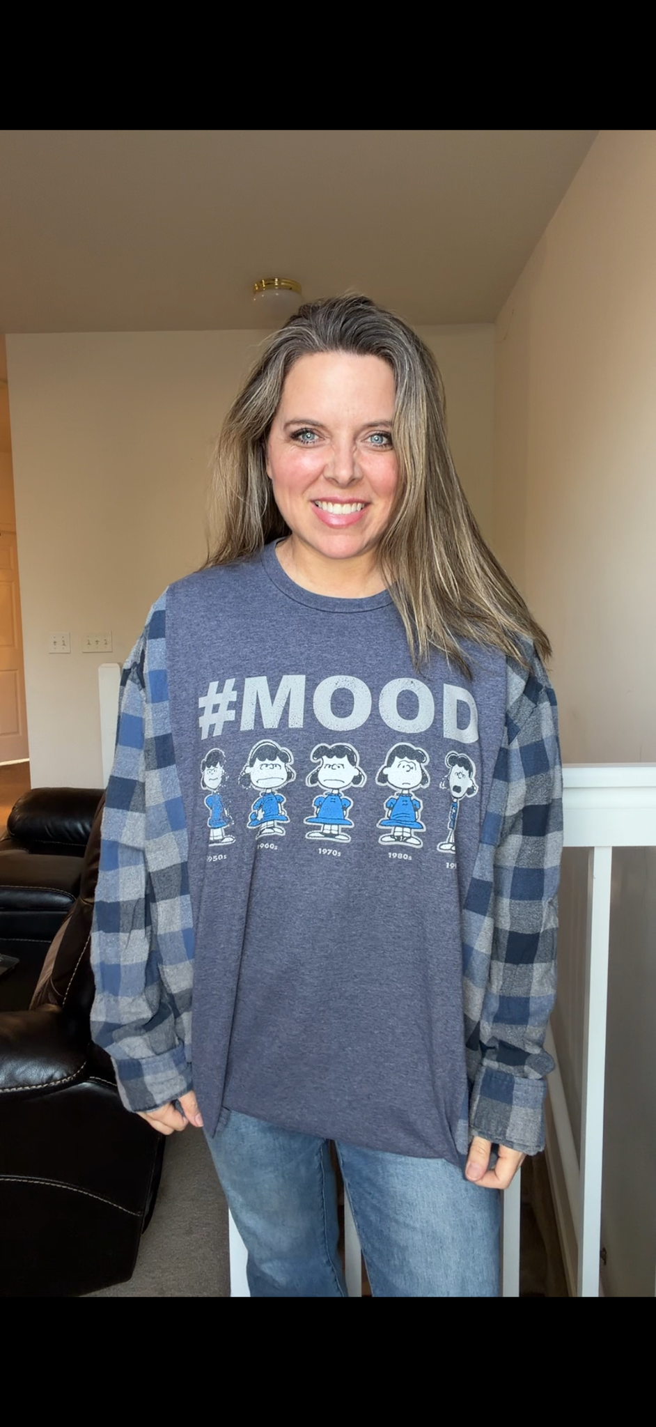 Upcycled Mood - women's 2X T-shirt with flannel sleeves