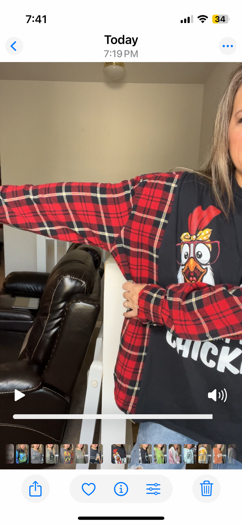 Upcycled Chickens – women’s 4X/5X T-shirt with flannel sleeves