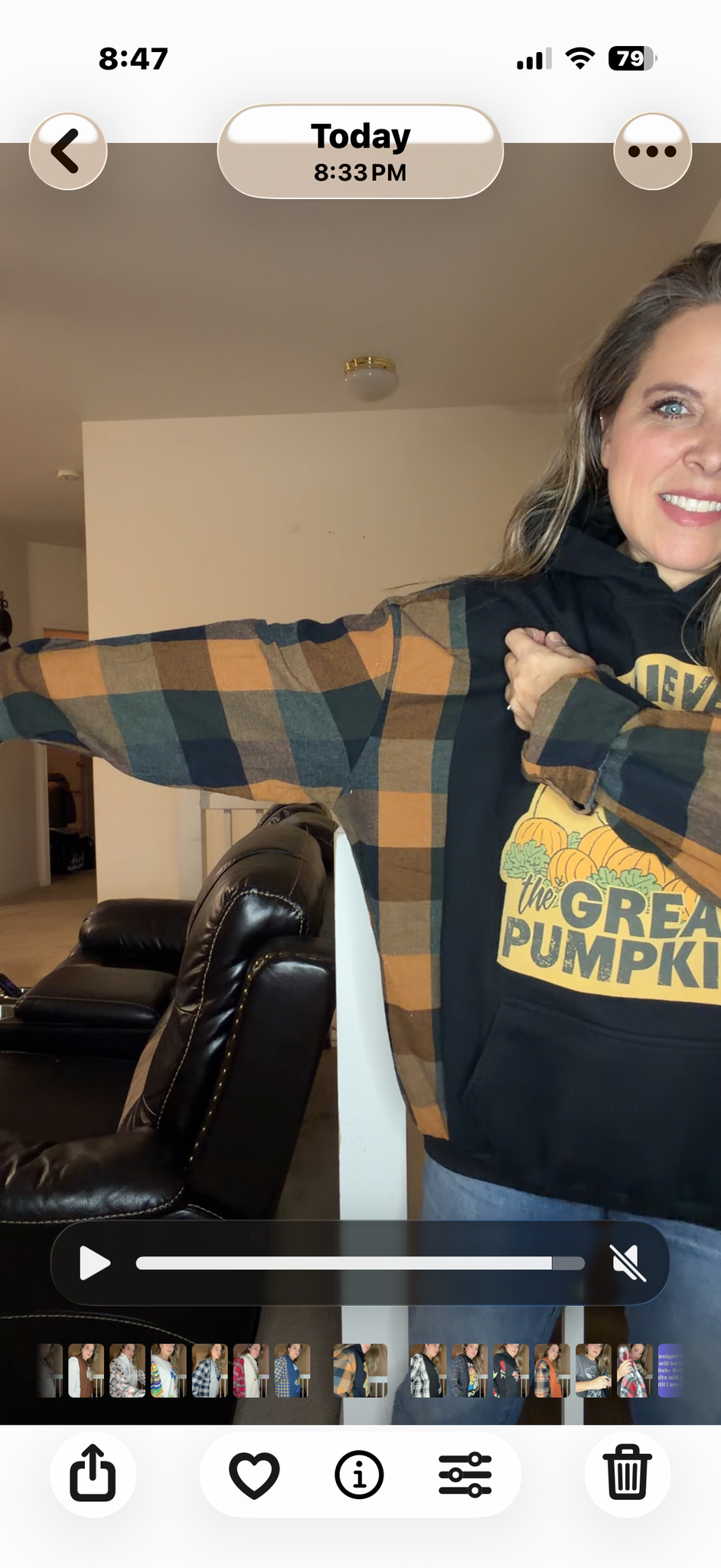 Upcycled Great Pumpkin - women's 2X midweight sweatshirt with flannel sleeves