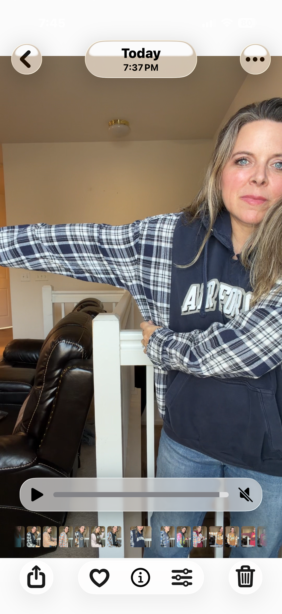 Upcycled Air Force - women's medium/large midweight sweatshirt with flannel sleeves