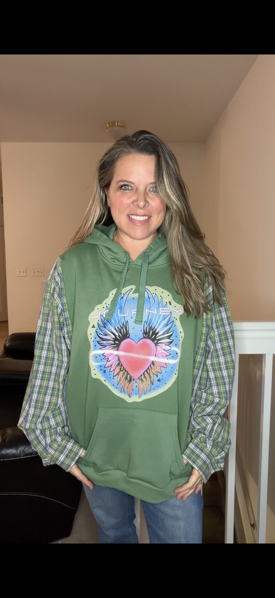 Upcycled Journey - women's 2X midweight Sweatshirt with cotton sleeves