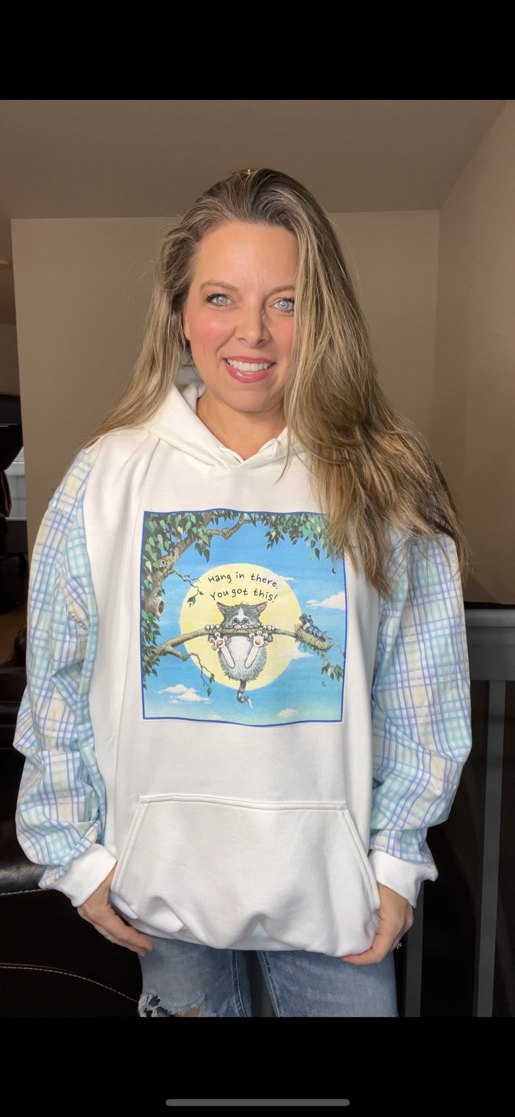 Upcycled Hang in – women’s 3X/4X midweight sweatshirt with cotton sleeves