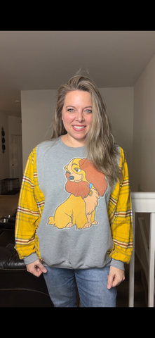 Upcycled Lady - women's large/XL midweight sweatshirt with thin flannel sleeves