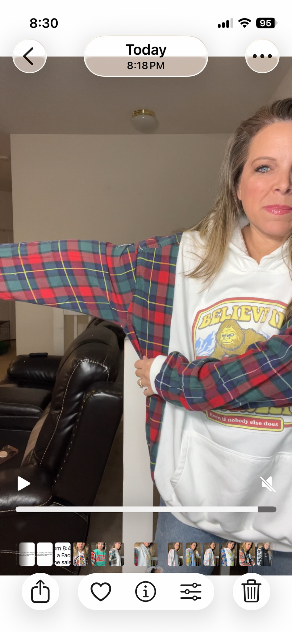 Upcycled Sasquatch – women’s 4X/5X midweight sweatshirt with flannel sleeves