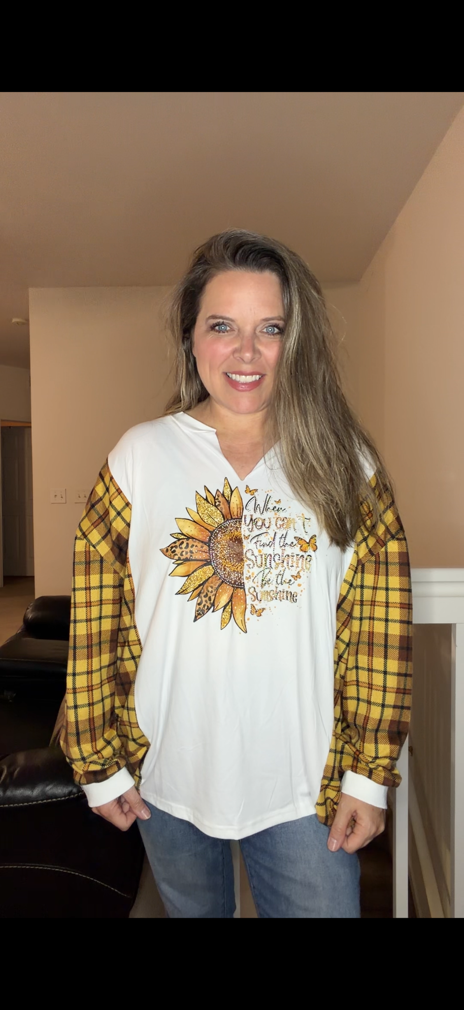 Upcycled Sunflower - women's XL/1X T-shirt with stretchy sleeves