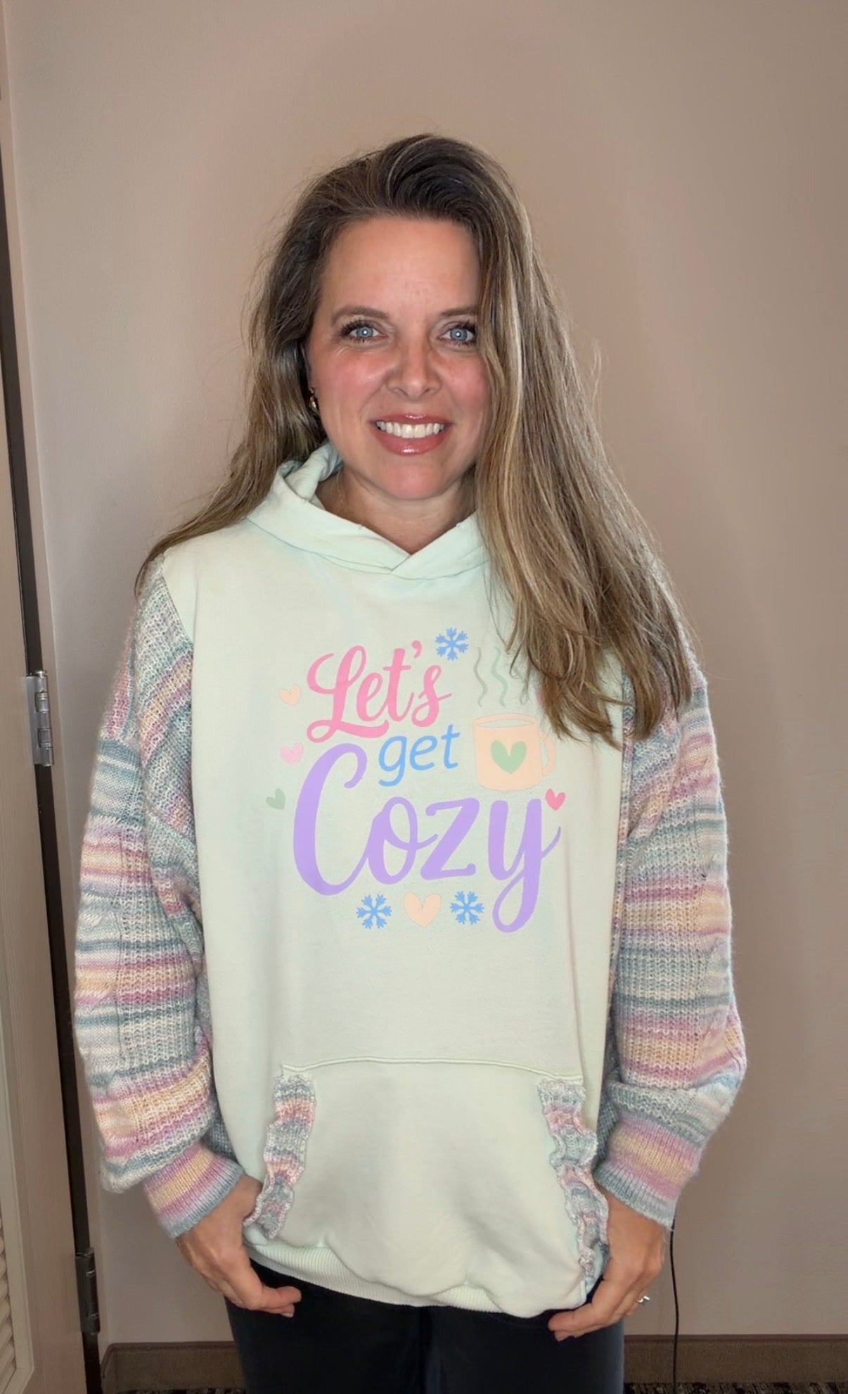 Upcycled Cozy - woman's 2X - midweight sweatshirt with soft sweater sleeves