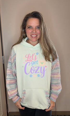 Upcycled Cozy - woman's 2X - midweight sweatshirt with soft sweater sleeves