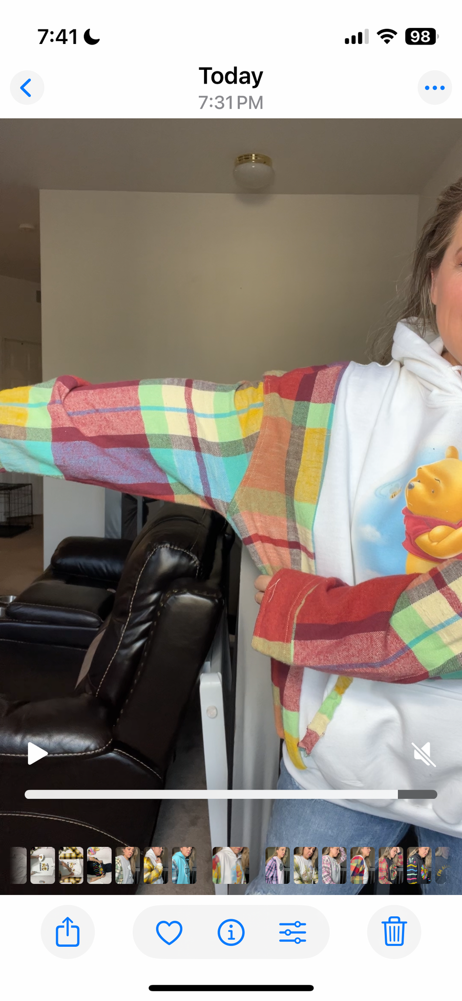 Upcycled Pooh – women’s 3X/4X midweight sweatshirt with thick flannel sleeves￼
