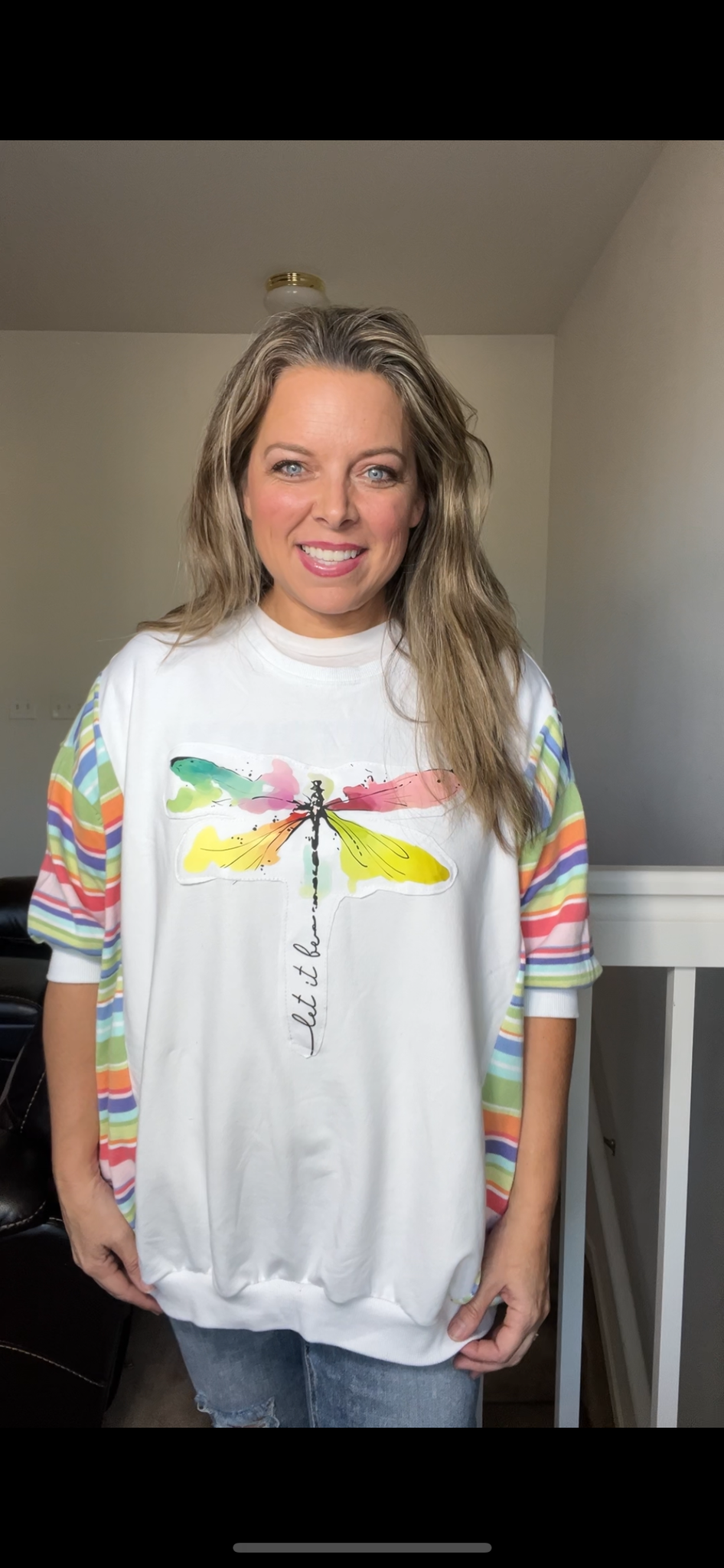 Upcycled Dragonfly – women’s 2X3X – midweight sweatshirt with short sleeves ￼