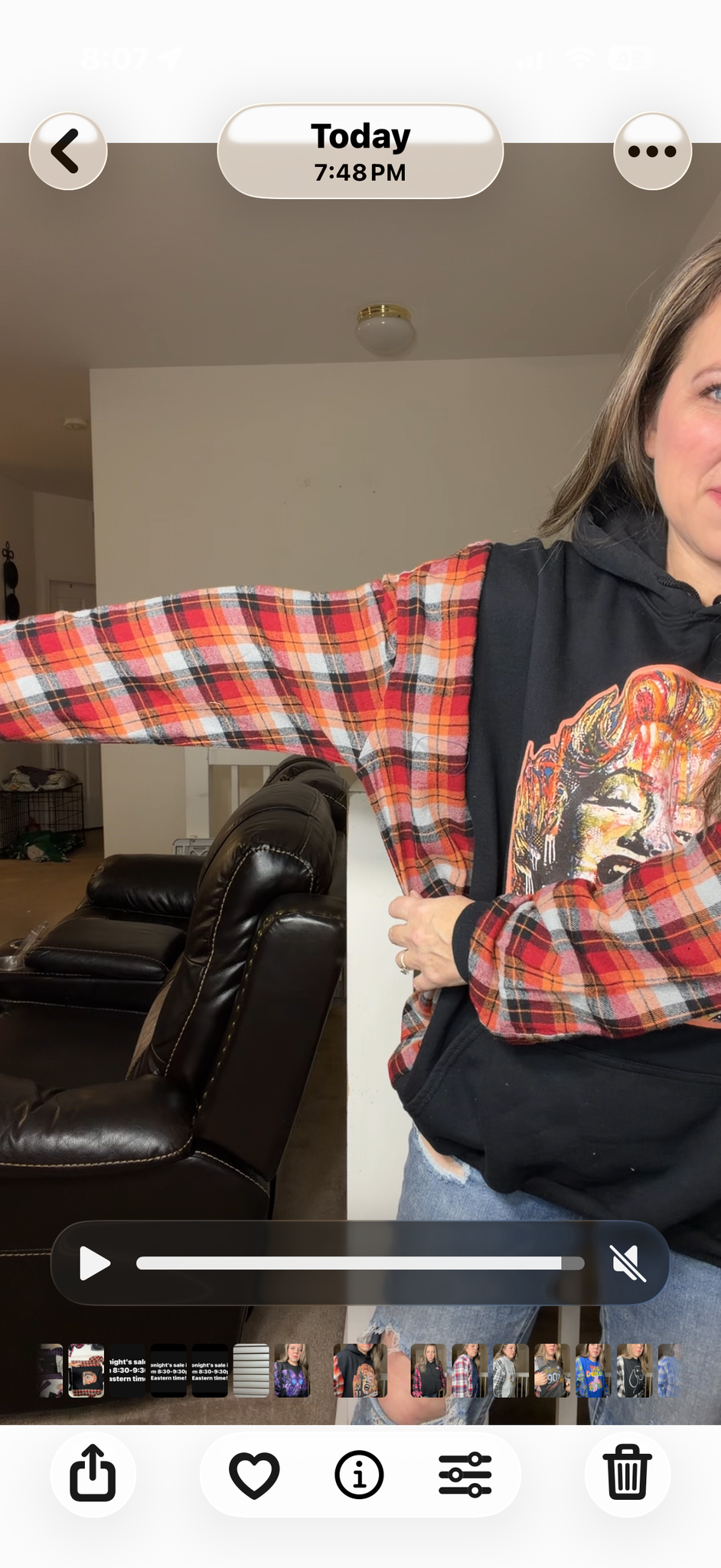 Upcycled Marilyn – women's 2X midweight sweatshirt with flannel sleeves