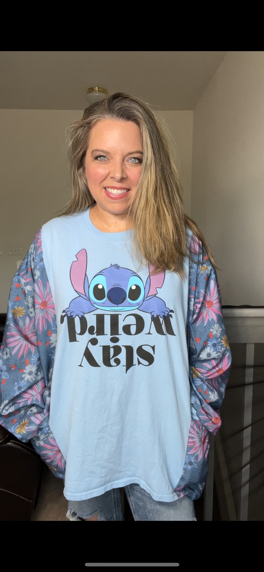 Upcycled Stay weird – women’s 3X T-shirt with cotton sleeves