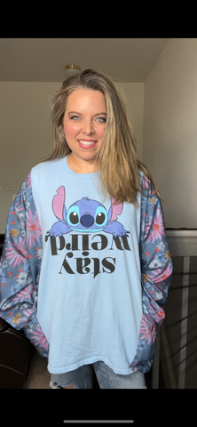 Upcycled Stay weird – women’s 3X T-shirt with cotton sleeves