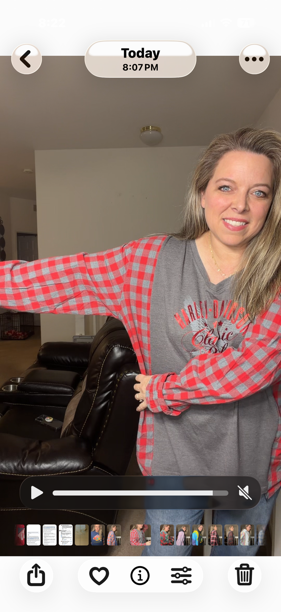 Upcycled Harley - women's large/XL T-shirt with cotton sleeves