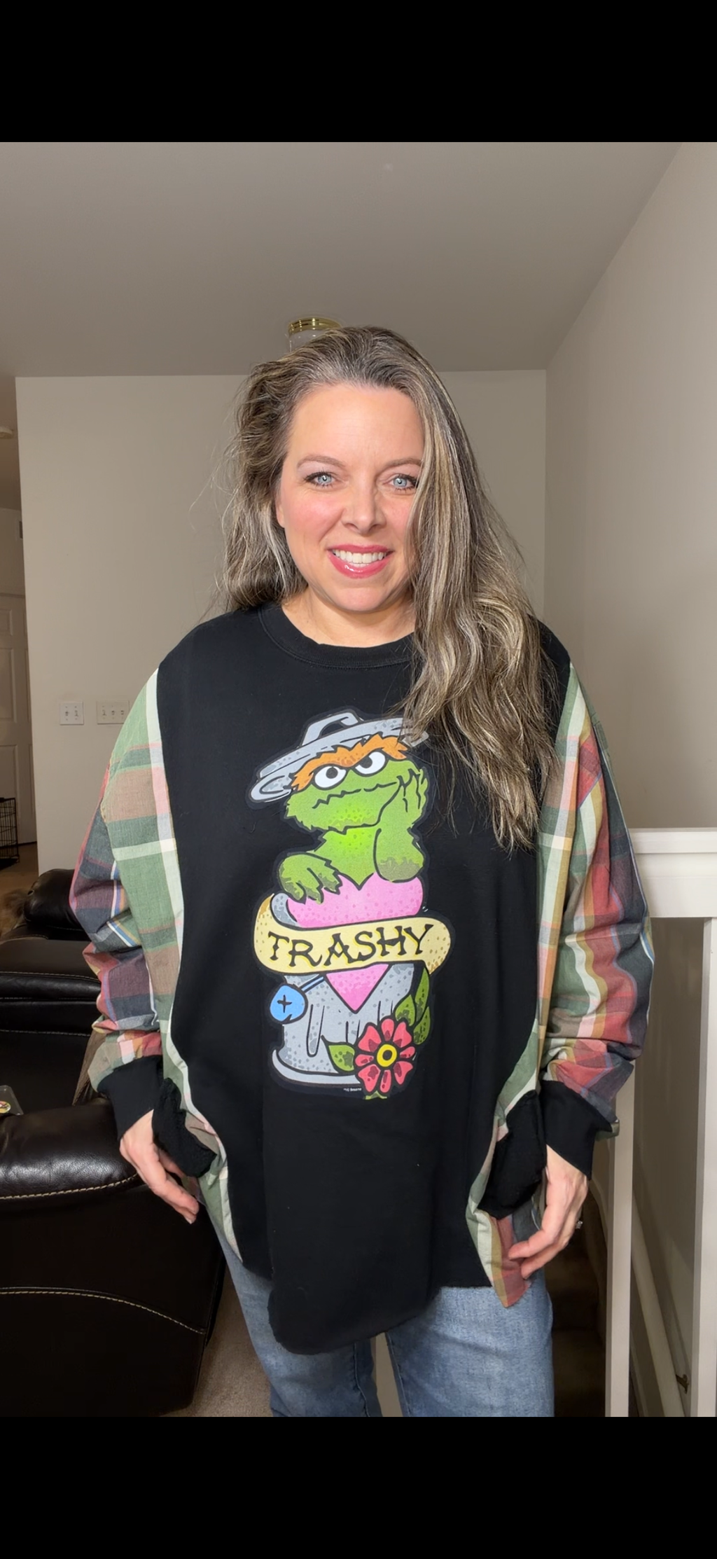 Upcycled Trashy - women's 3X T-shirt with cotton sleeves