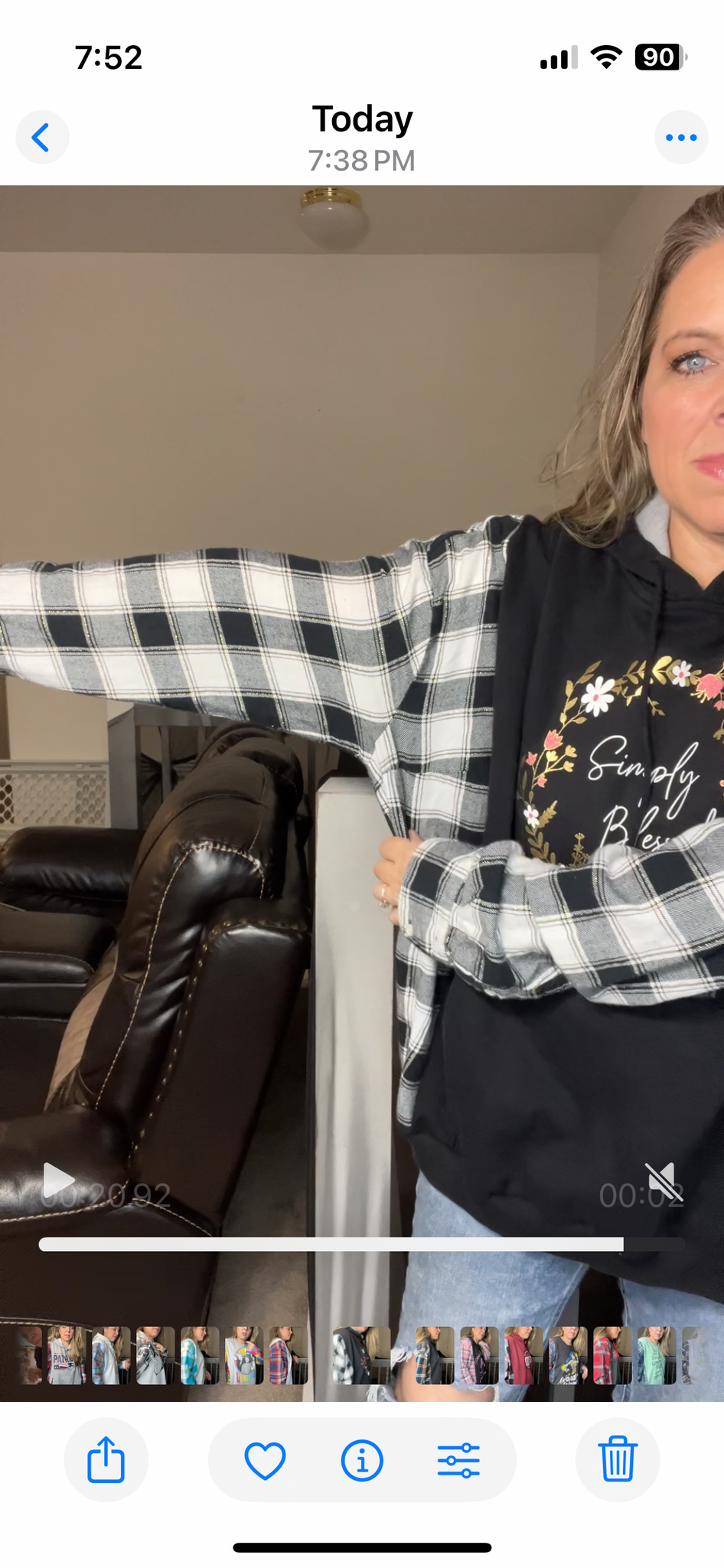 Upcycled Simply blessed – women’s 3X/4X midweight sweatshirt with flannel sleeves