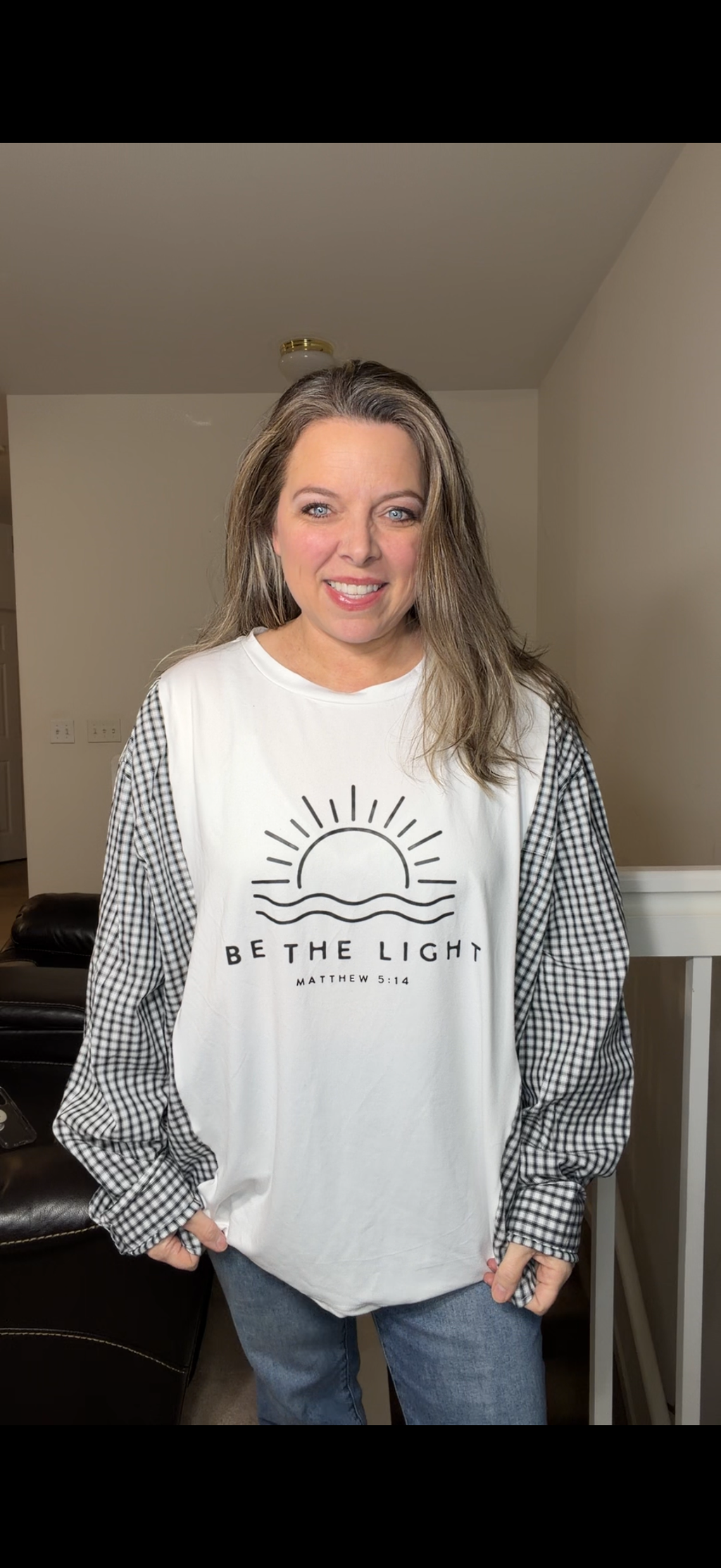 Upcycled Be Light - women's 3X T-shirt with cotton sleeves