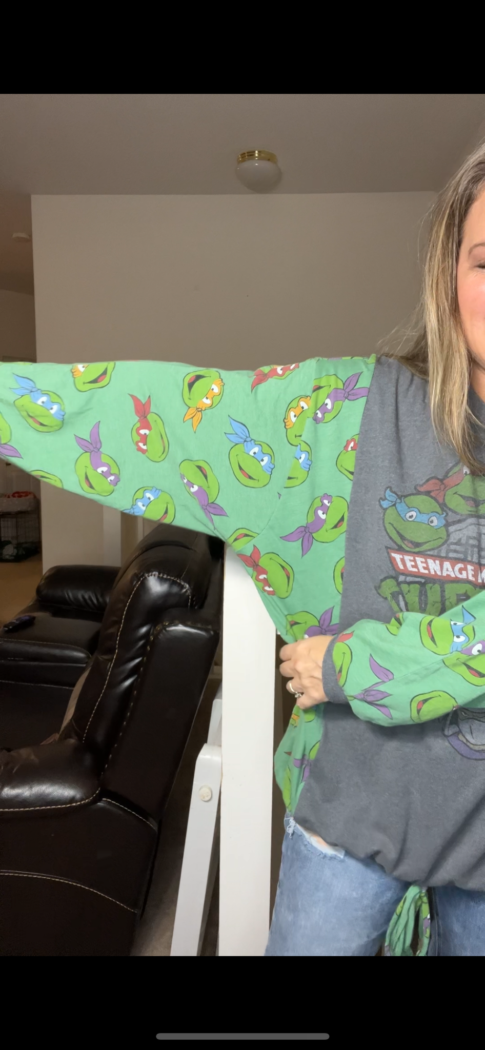 Upcycled Turtles – women’s 2X T-shirt with stretchy sleeves