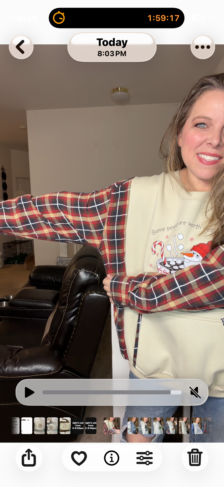 Upcycled Olaf – women's 2X midweight sweatshirt with flannel sleeves
