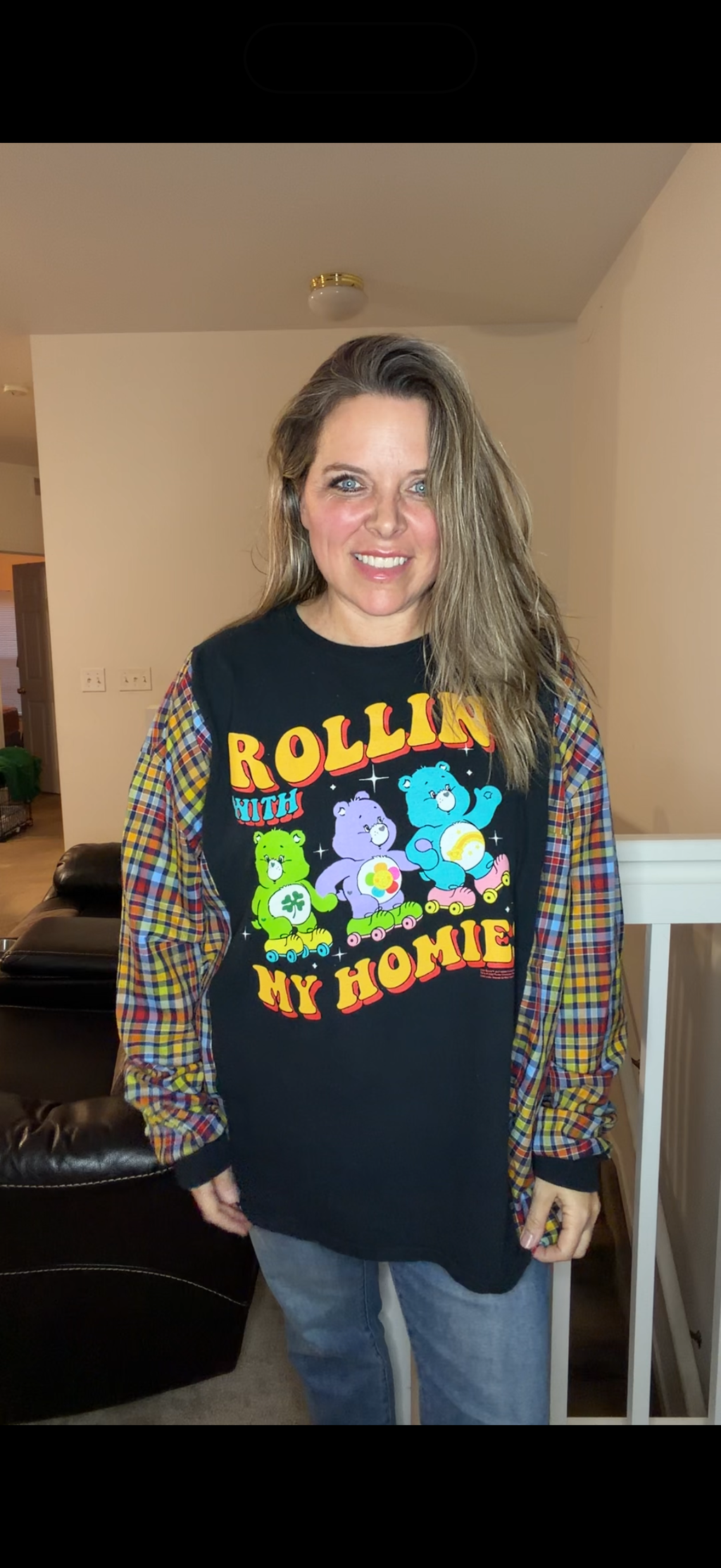 Upcycled Carebears - women's 2X/3X T-shirt with cotton sleeves