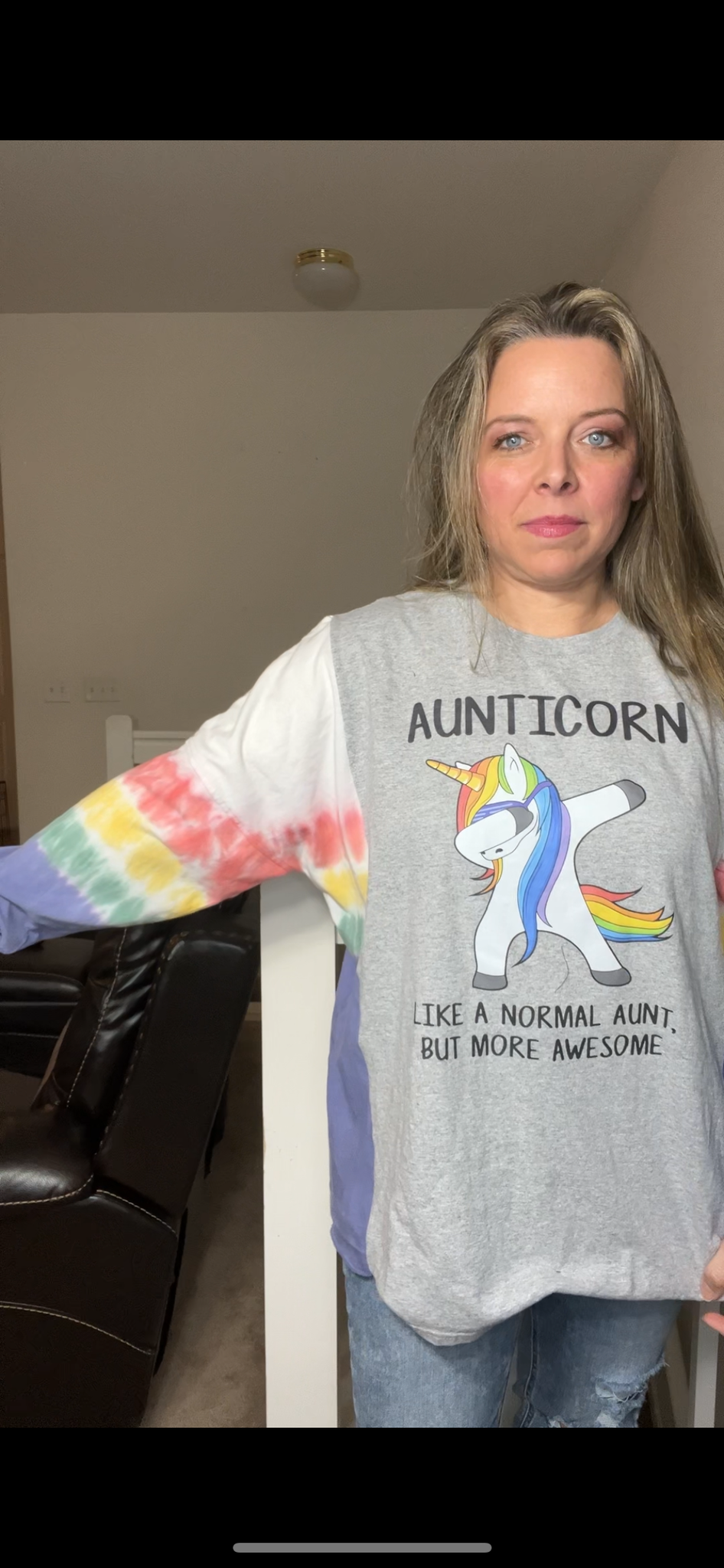 Upcycled Anticorn – women’s 1X tshirt with stretchy cotton sleeves￼