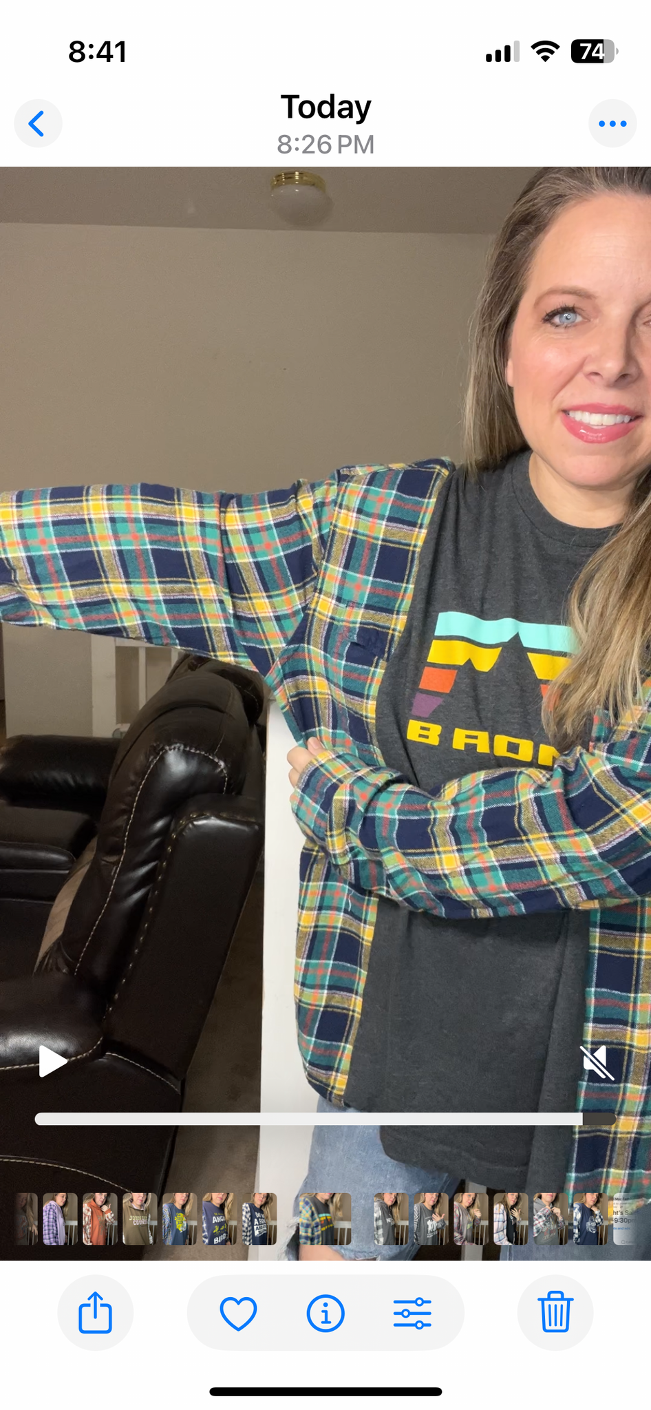 Upcycled Bronco – women’s 2X/3X T-shirt with flannel sleeves
