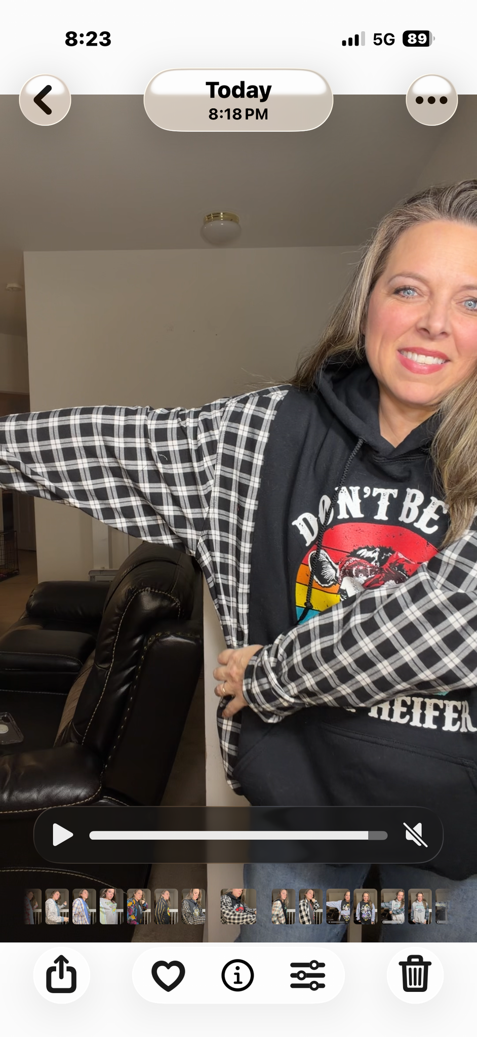 Upcycled Heifer - women's 4X midweight sweatshirt with flannel sleeves