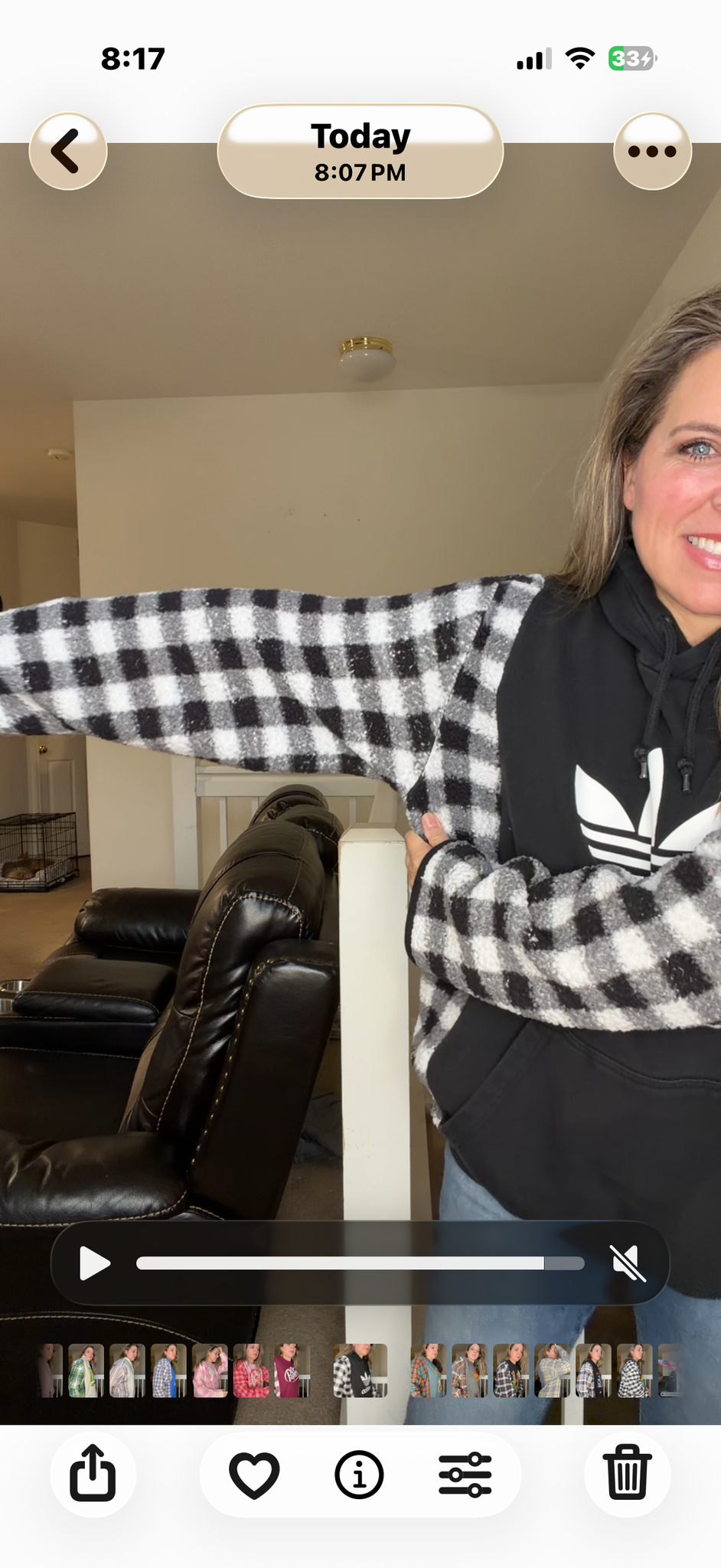 Upcycled Adidas - women's 1X/2X midweight sweatshirt with flannel sleeves