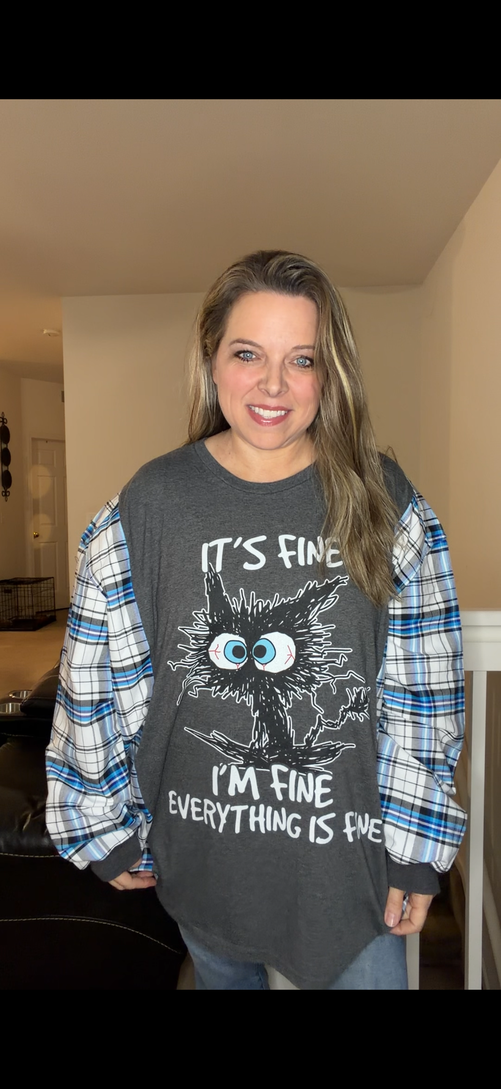 Upcycled Its Fine - women's 4X T-shirt with cotton sleeves