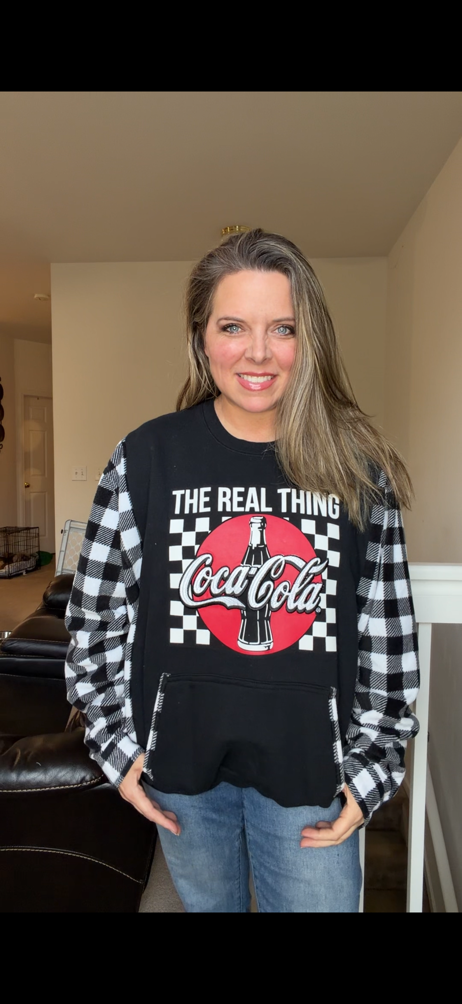 Upcycled Coke - women's 1X/2X midweight sweatshirt with fleece sleeves