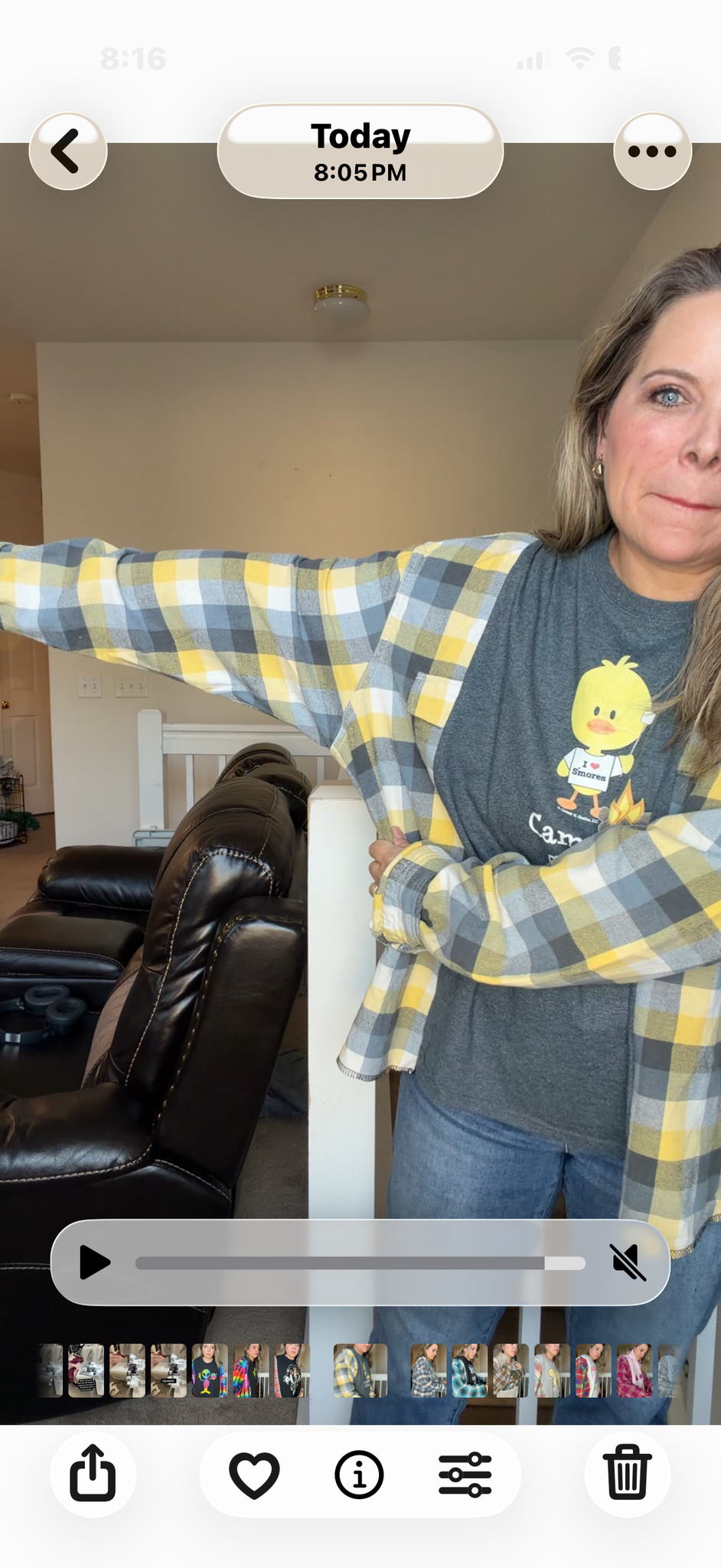 Upcycled Camping Chick - women's 1X T-shirt with flannel sleeves