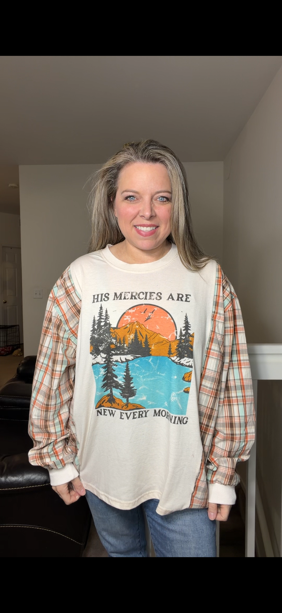 Upcycled Mercies - women's 1X T-shirt with cotton sleeves