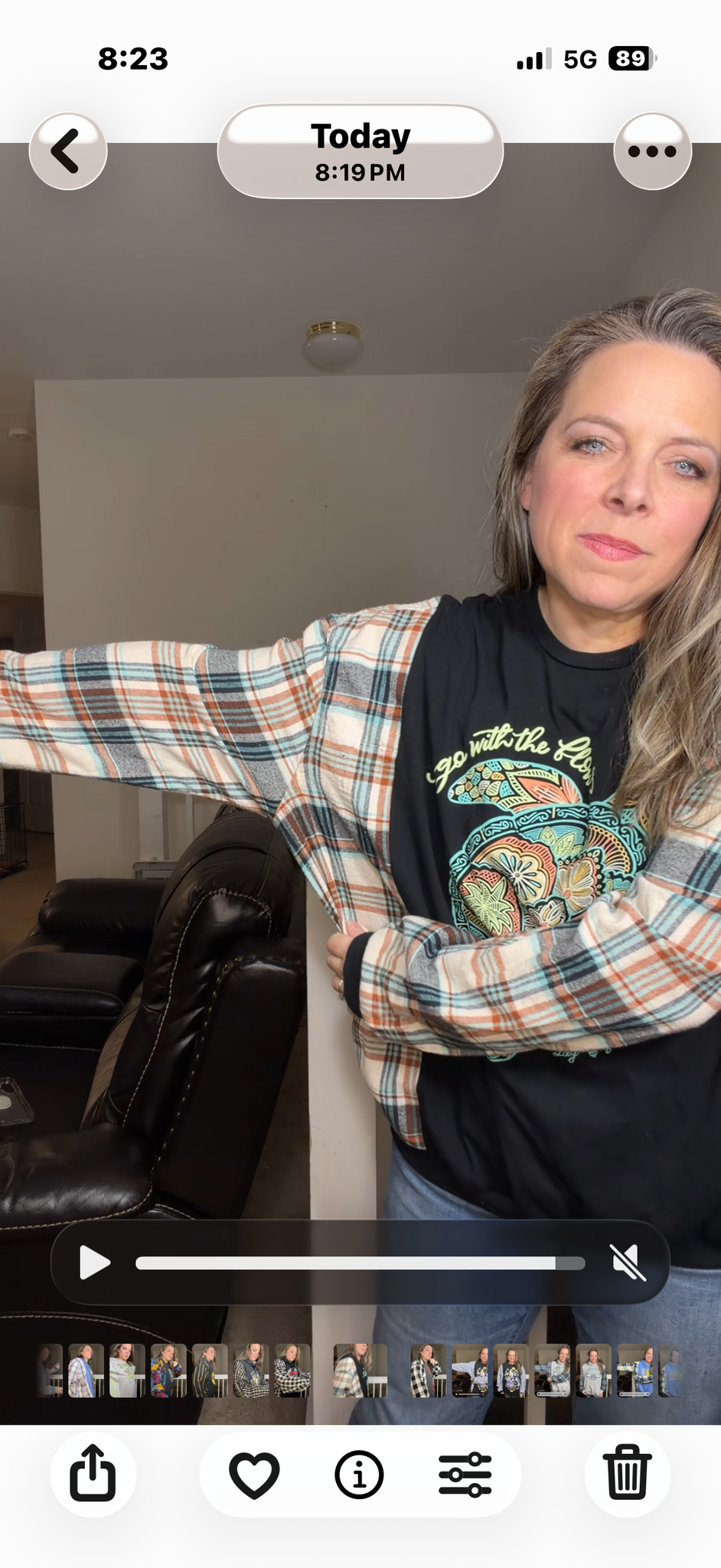 Upcycled Turtle - women's 1X T-shirt with flannel sleeves