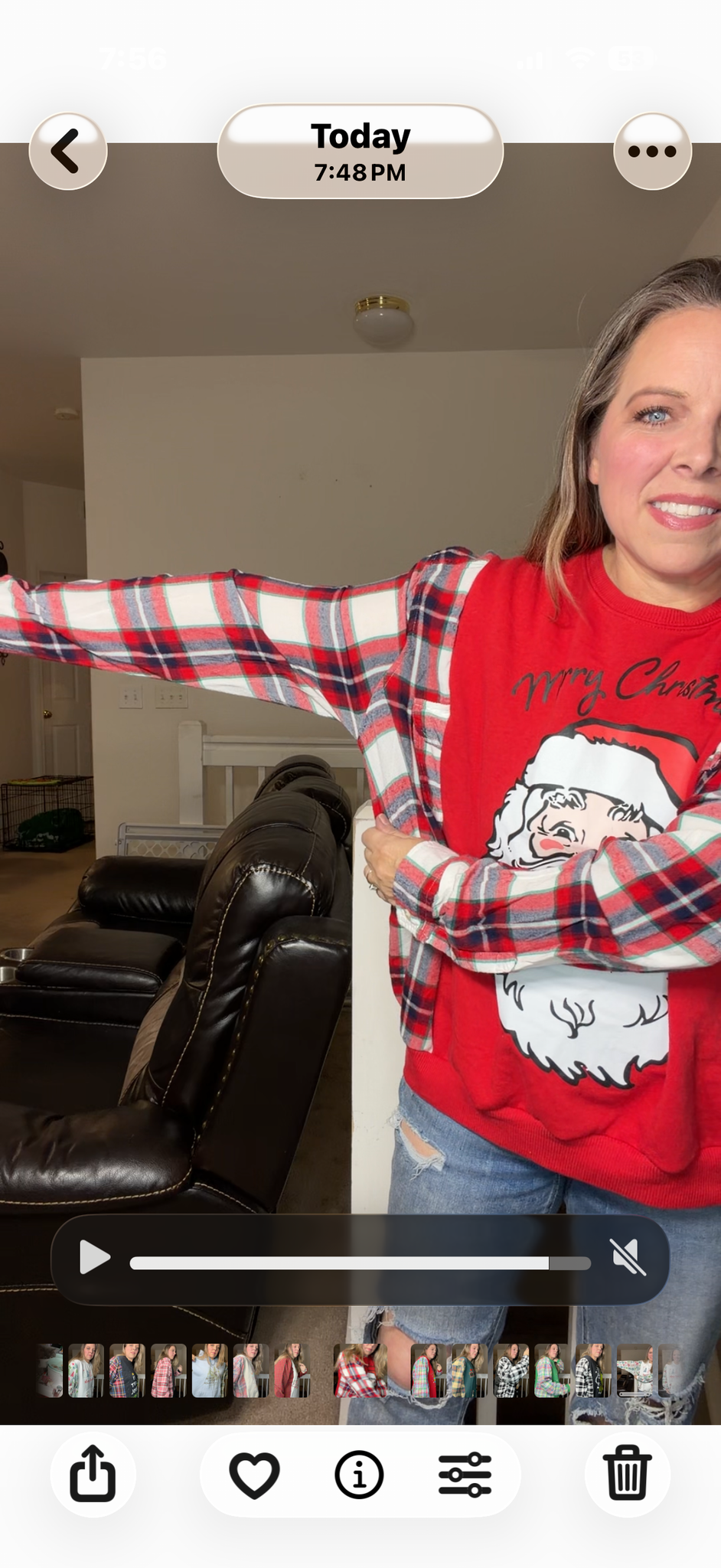 Upcycled Santa – women's medium midweight sweatshirt with fitted flannel sleeves ￼