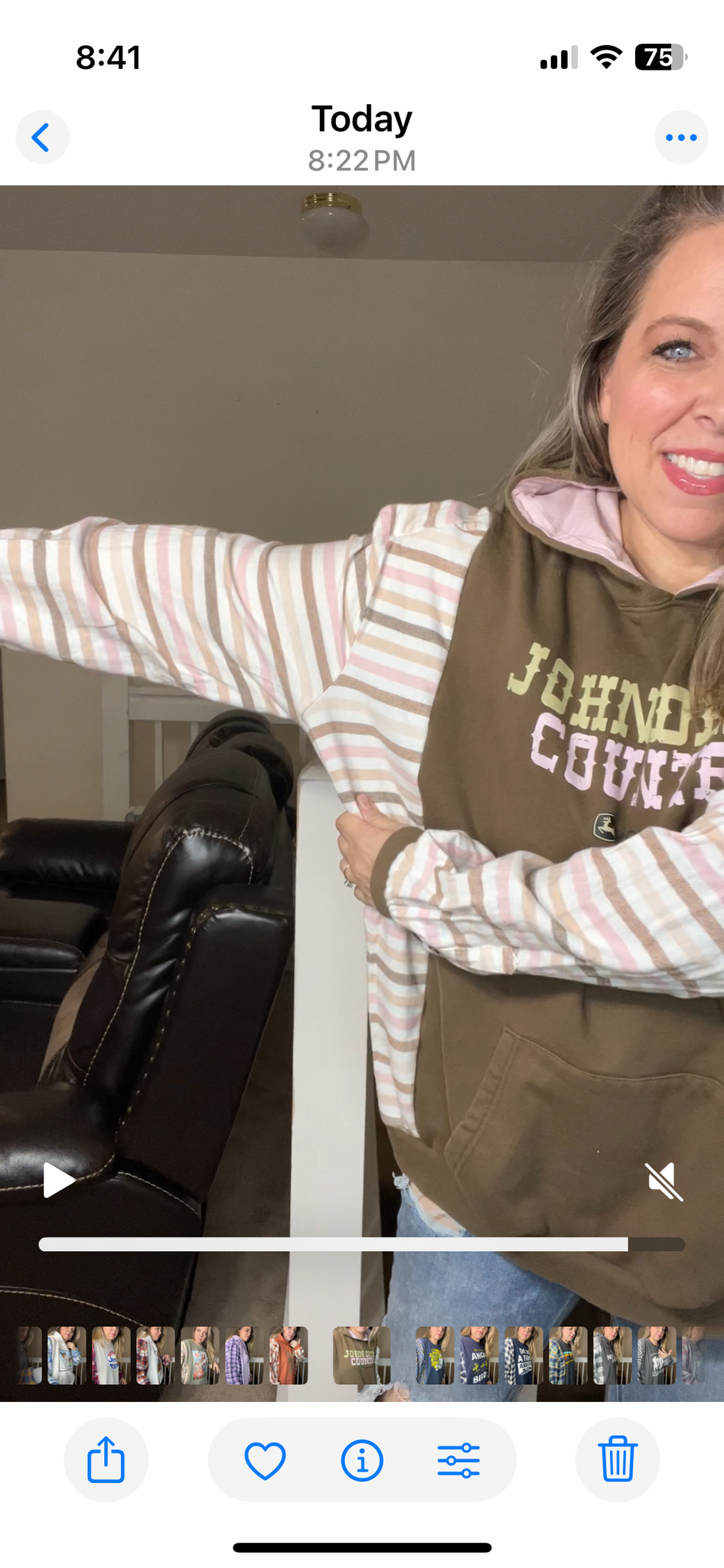 Upcycled John Deere – women’s 3X midweight sweatshirt with flannel sleeves