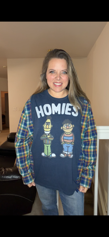 Upcycled Homies - women's XL T-shirt with cotton sleeves