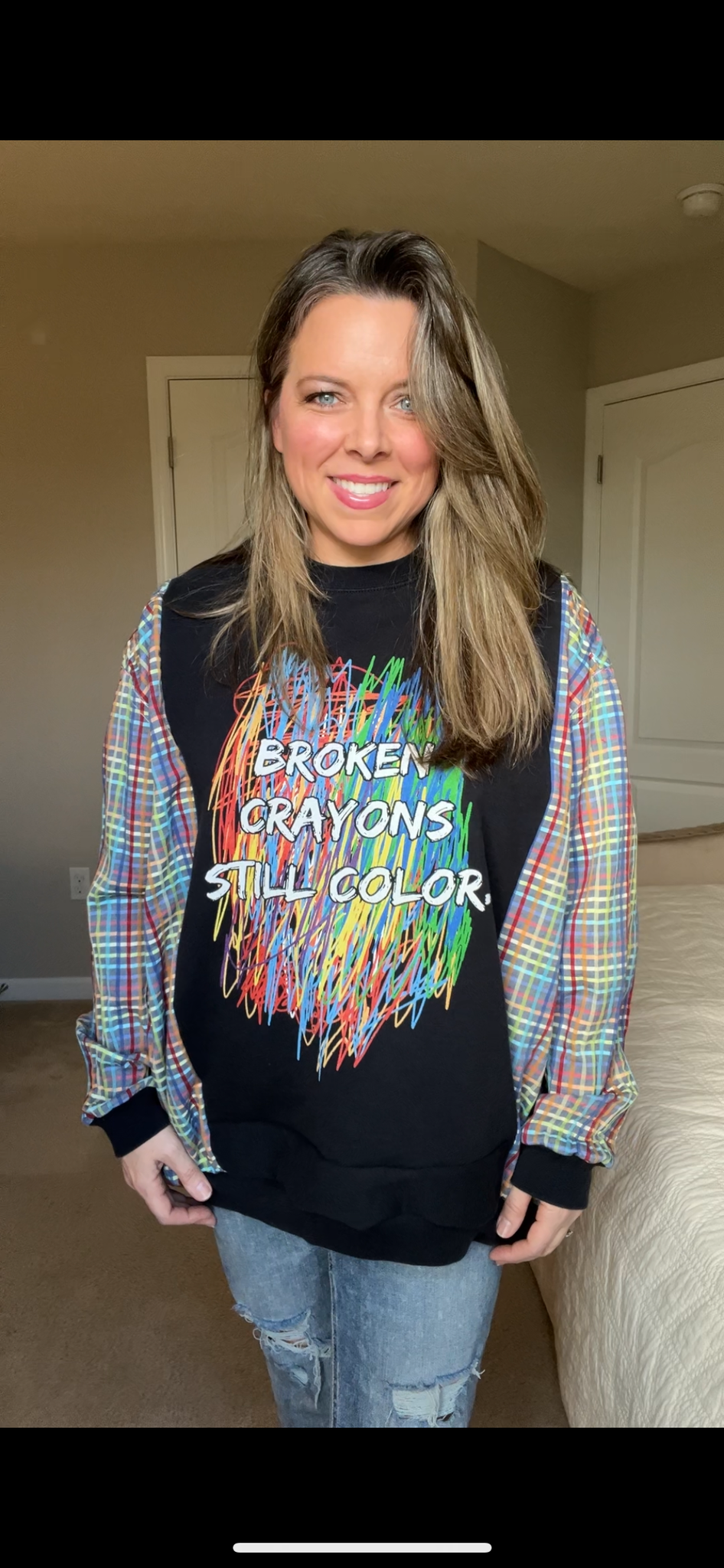 Upcycled Crayons – women’s XL/1X – midweight sweatshirt with soft cotton sleeves