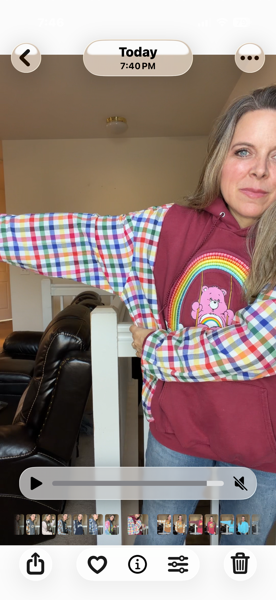 Upcycled Carebear - women's 2X midweight sweatshirt with cotton sleeves