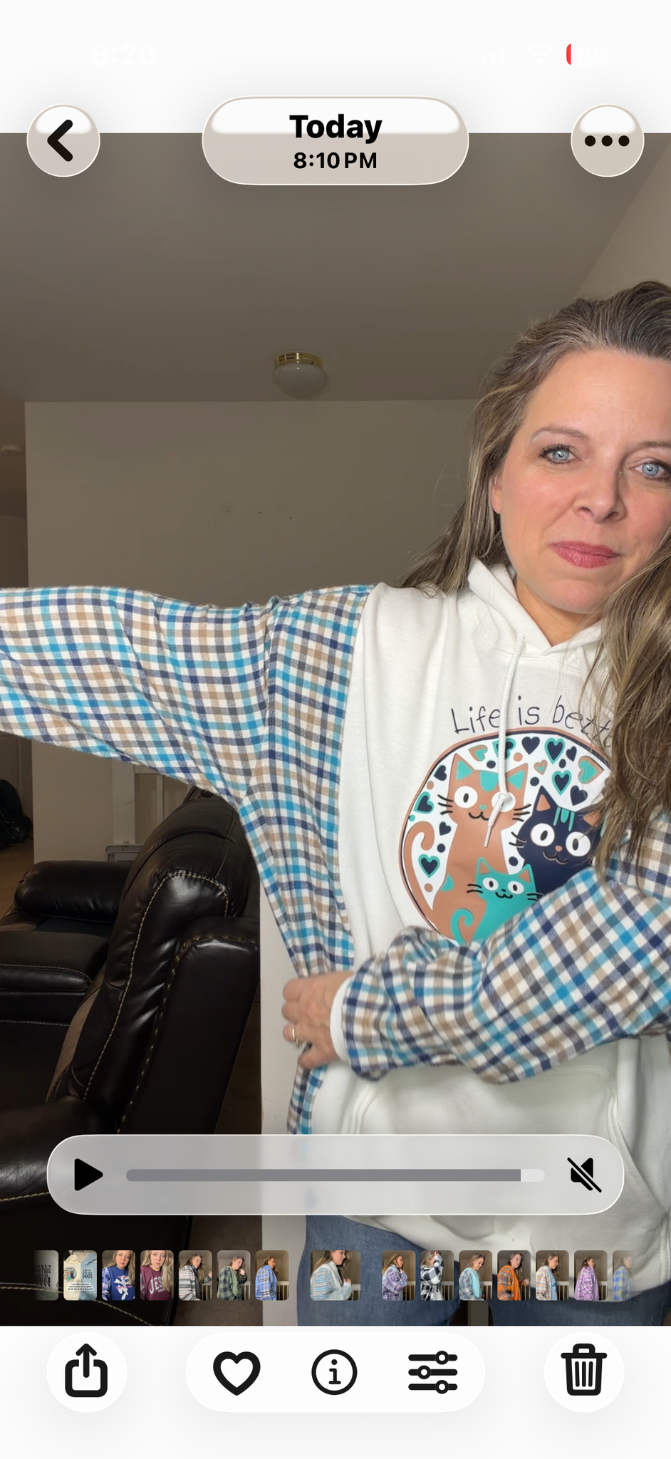 Upcycled Cats - women's 3X midweight sweatshirt with flannel sleeves