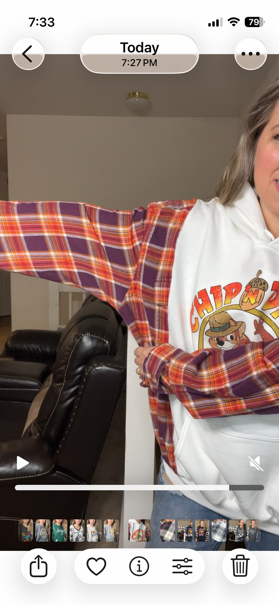 Upcycled Chip n Dale – women’s 3X midweight sweatshirt with flannel sleeves￼