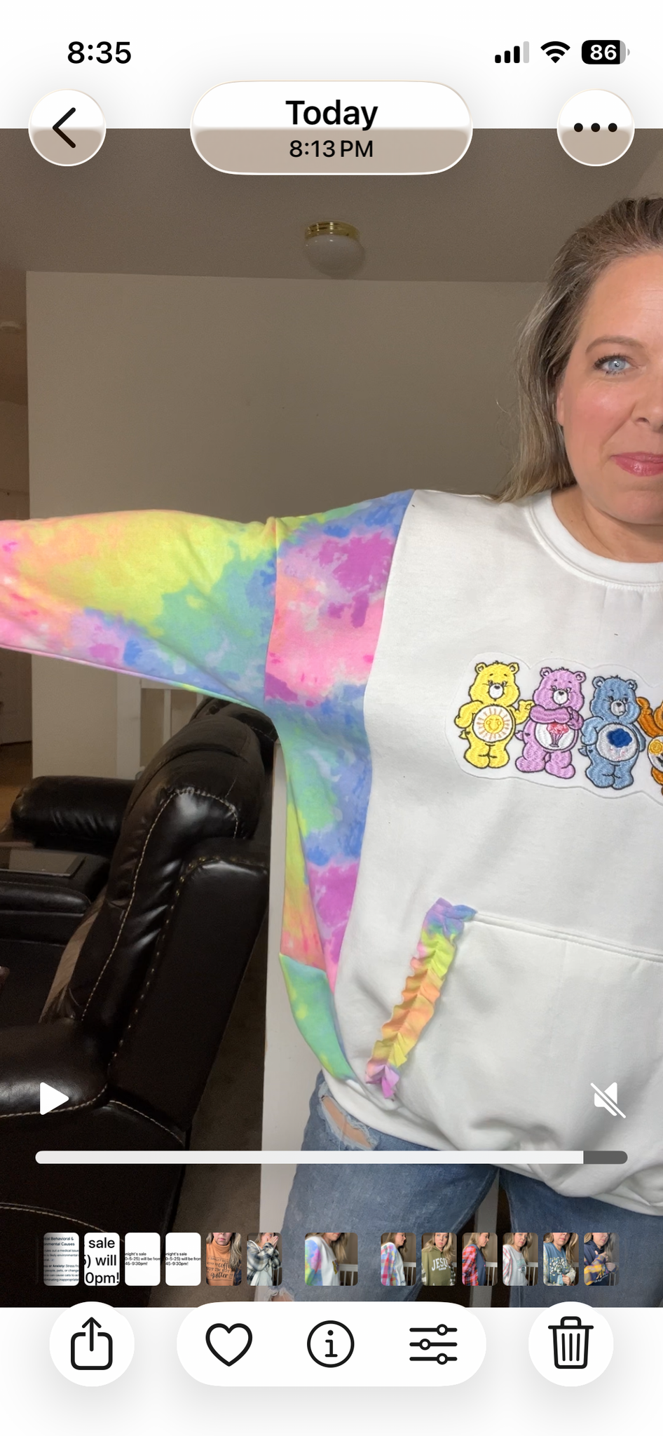 Upcycled Carebear – women’s 1X midweight Sweatshirt with Sweatshirt sleeves