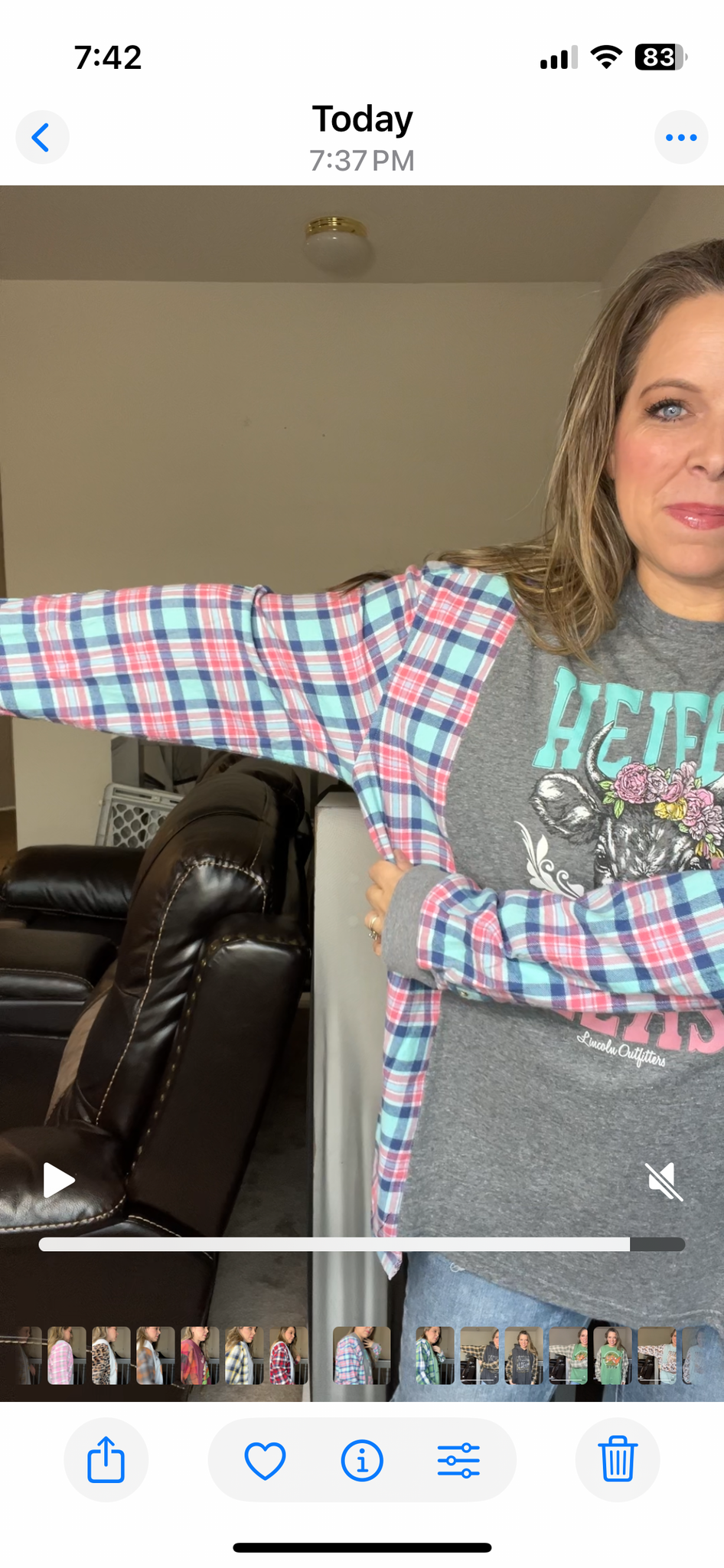 Upcycled Heifer please – women’s XL T-shirt with flannel sleeves