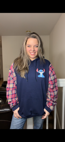 Upcycled Stitch - women's 3X/4X midweight sweatshirt with flannel sleeves