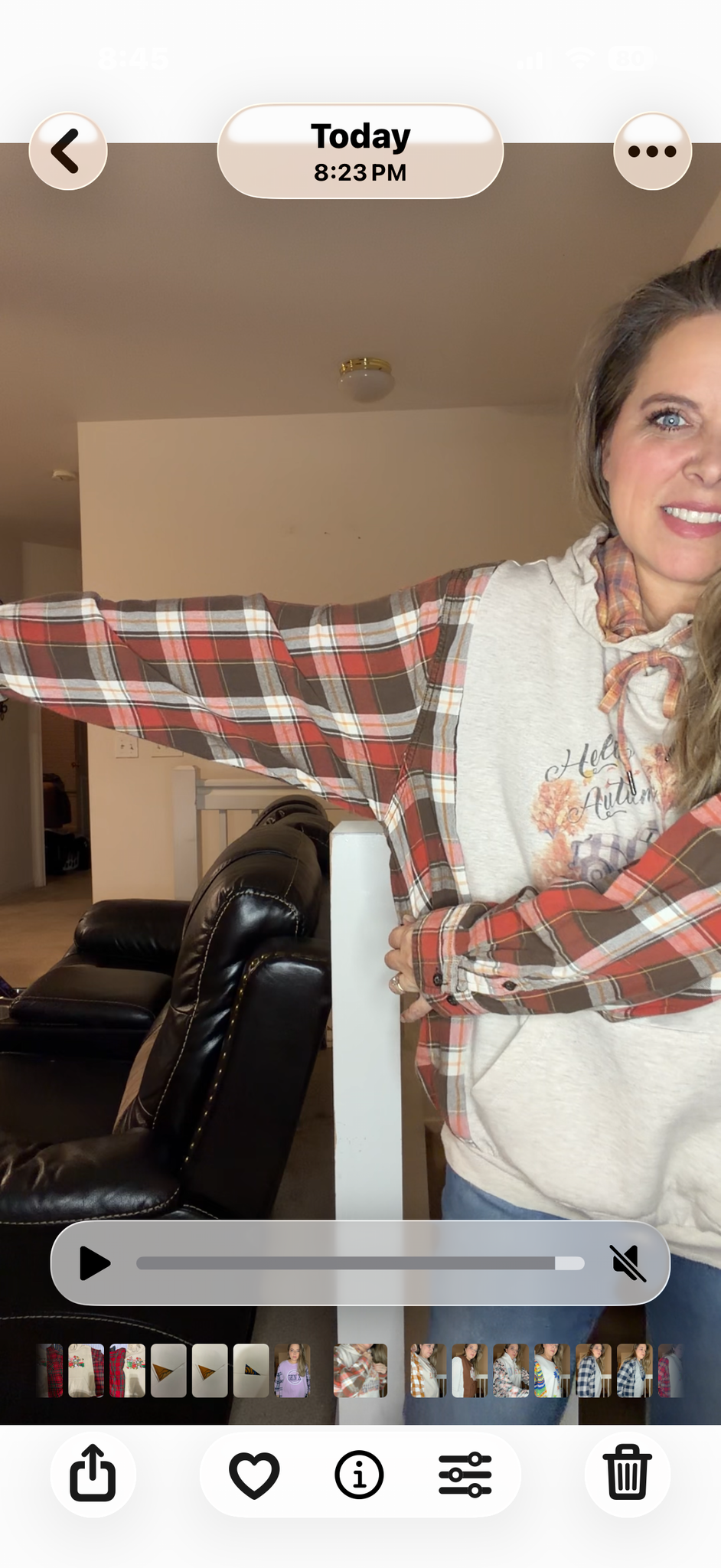Upcycled Fall Truck - women's 1X midweight sweatshirt with flannel sleeves