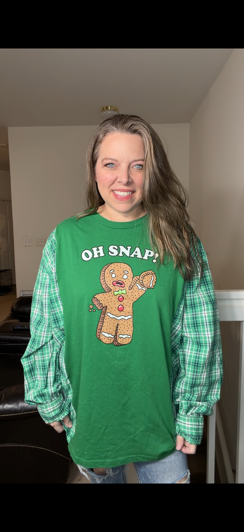 Upcycled Oh snap – women's 2X T-shirt with cotton sleeves