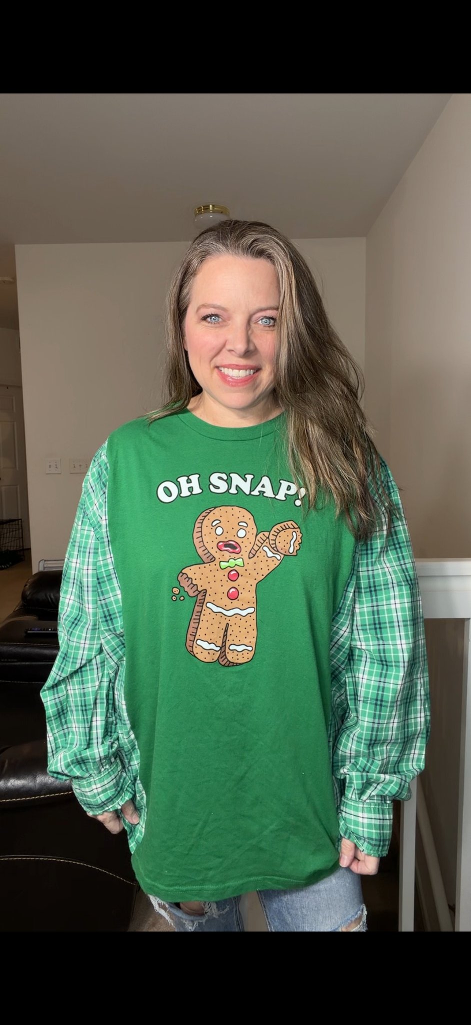 Upcycled Oh snap – women's 2X T-shirt with cotton sleeves