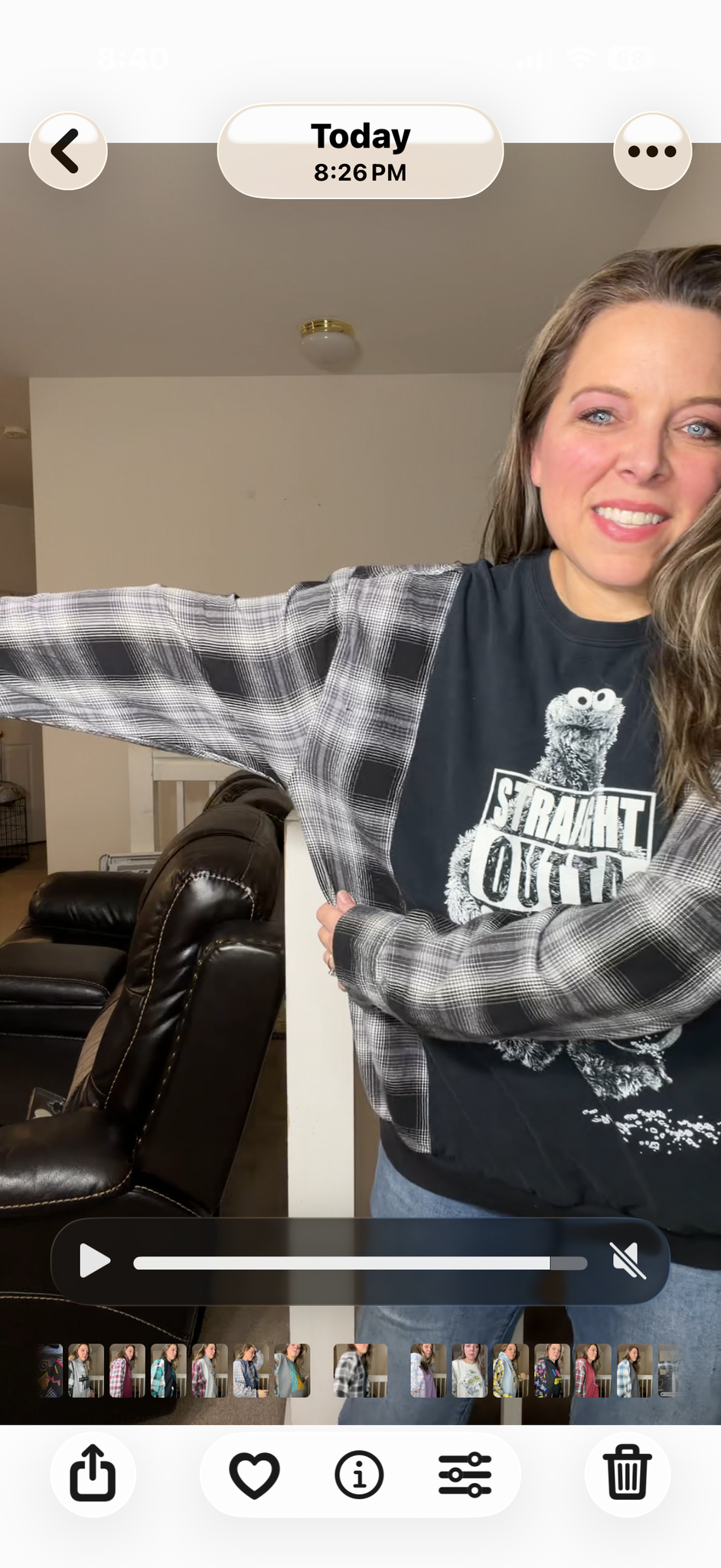 Upcycled Cookies - women's medium/large T-shirt with flannel sleeves